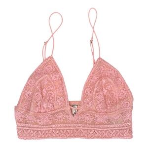 Free People Intimately Elsie Embroidered Plunge Bralette - Peach - Size S